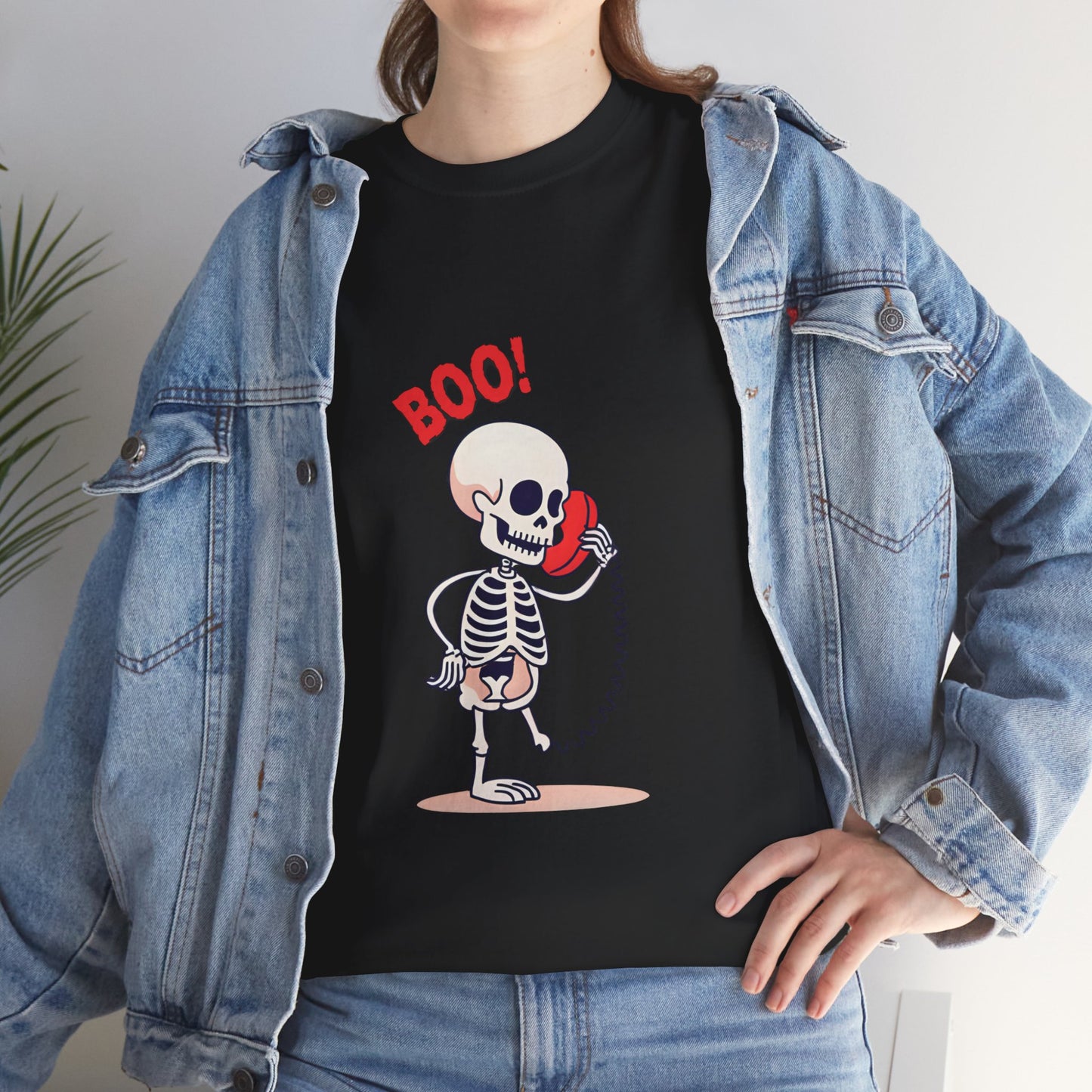Skeleton Tee Shirt - Halloween Unisex Heavy Cotton Tee